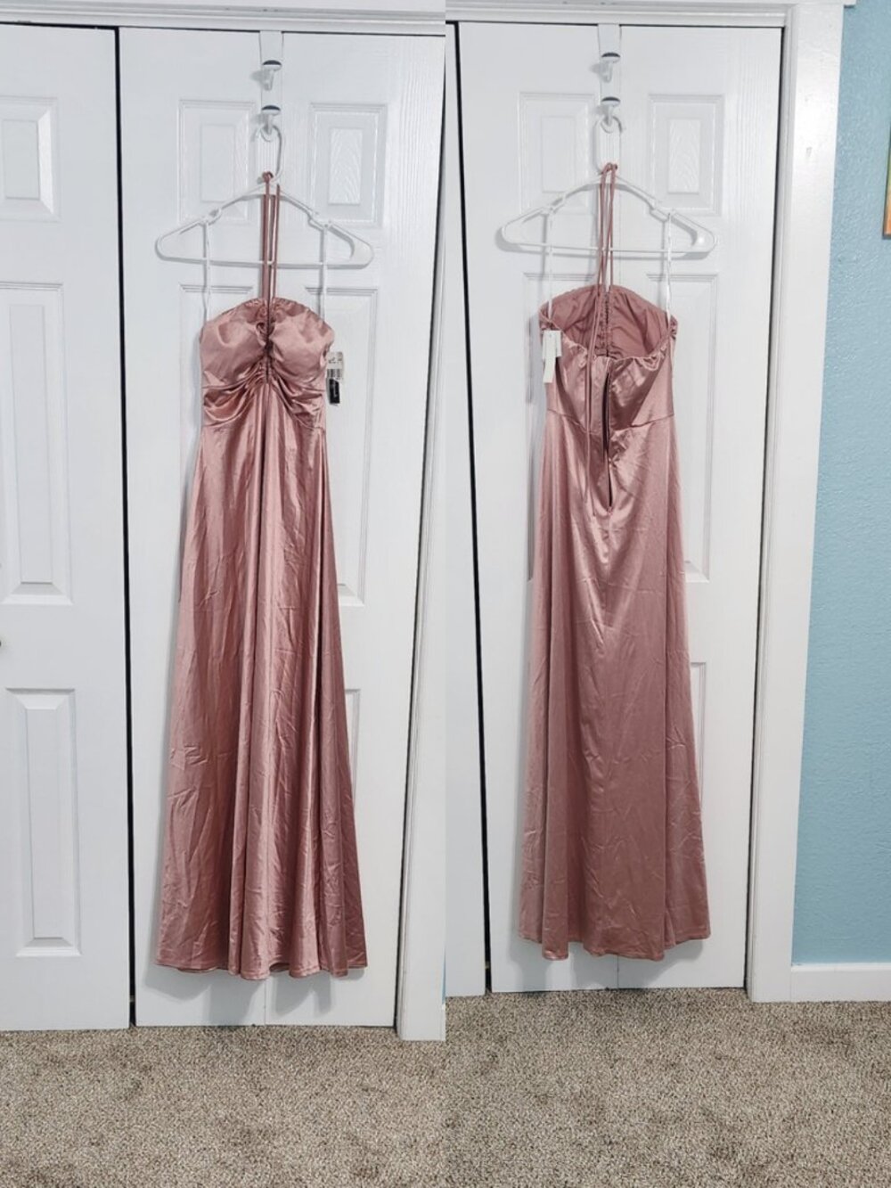 Speechless Halter Dress Dusty Rose Satin Juniors 5 Prom Dress NWT Ruched Maxi